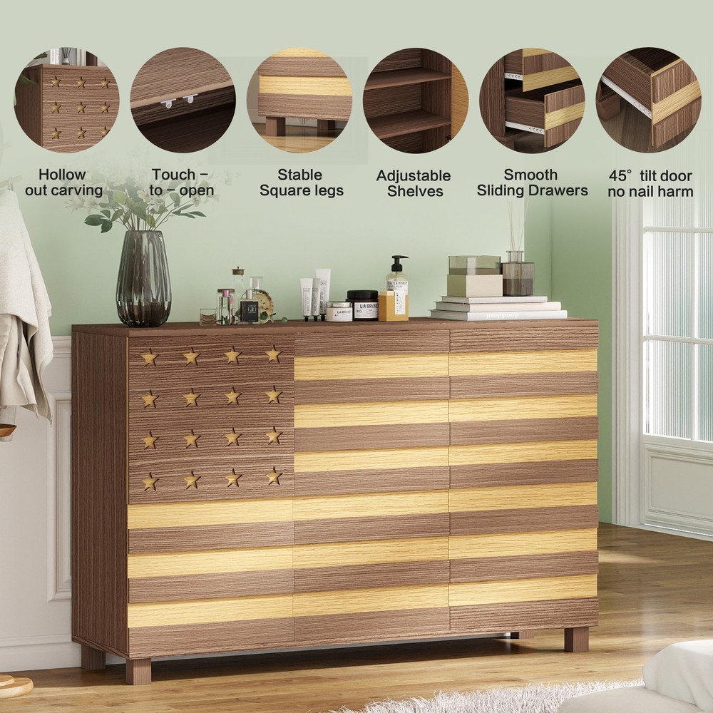 55" Buffet Sideboard w/3 Doors 2 Drawers, Kitchen Storage & Coffee Bar Console