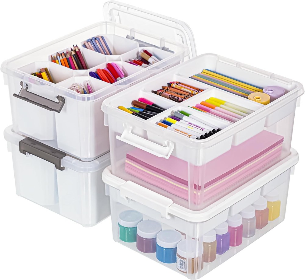 NEW.17-Quart Plastic Storage Bin Clear Storage Box with Lid Stackable