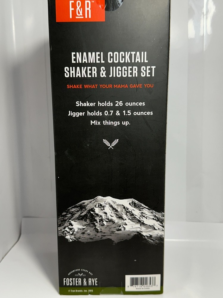 Foster & Rye Enamel Cocktail Shaker & Double Jigger Set BLUE Bartender Kit