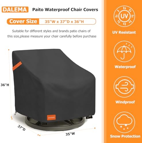 Outdoor Swivel Chair Cover 2 Pack,600D Heavy Duty 100% Waterproof Outdoor