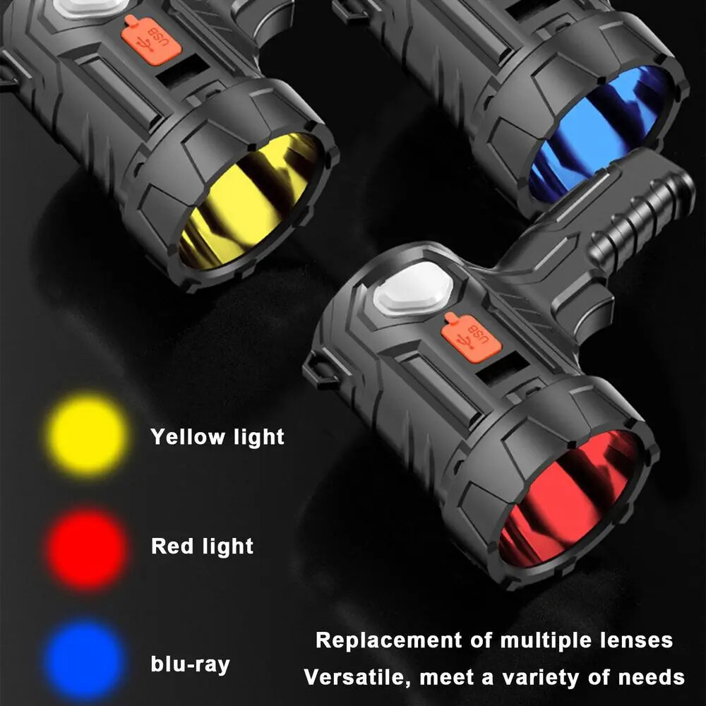 3000000LM Super Bright Solar Rechargeable LED Spotlight Flashlight Searchlight