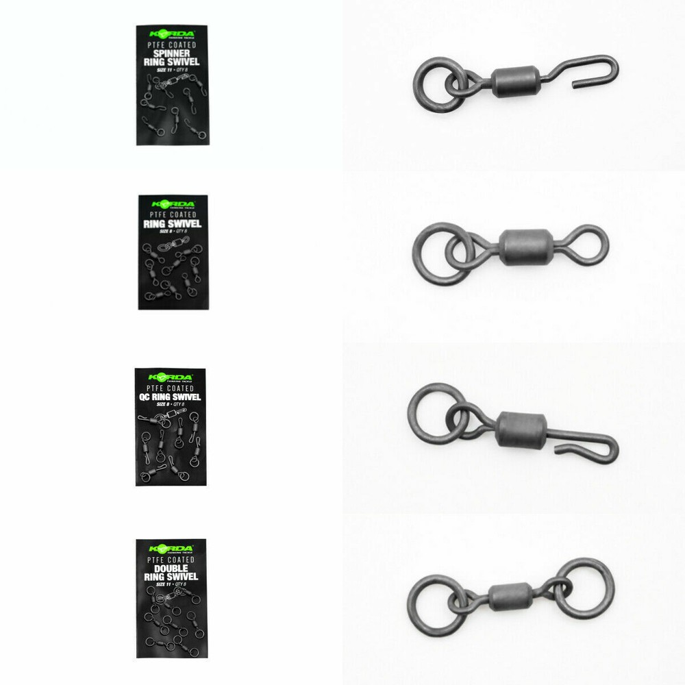 Korda PTFE Swivel Range - QC Ring, Ring, Double Ring, Spinner Ring - Full Range