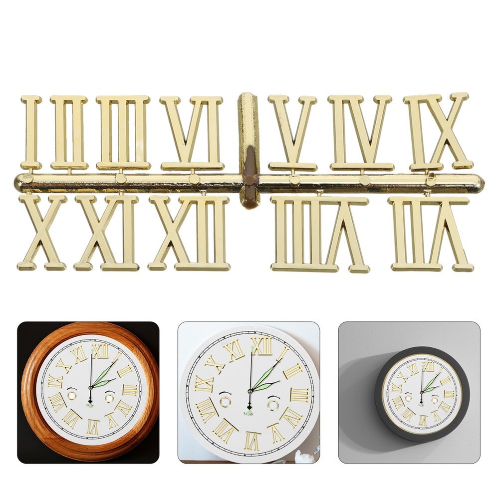 3 Sets Electroplated Clock Numerals Accessories Parts Replacement