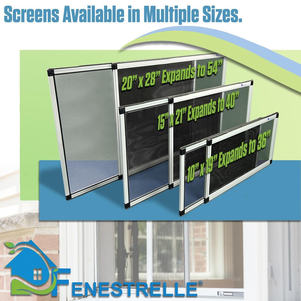 Expandable Window Screen 15" H × 21"-40" W, Adjustable, Flame Resistant, 2 Pack