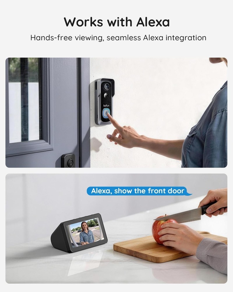 Motion Sensor Wireless Doorbell Camera - 166° Wide View, HDR