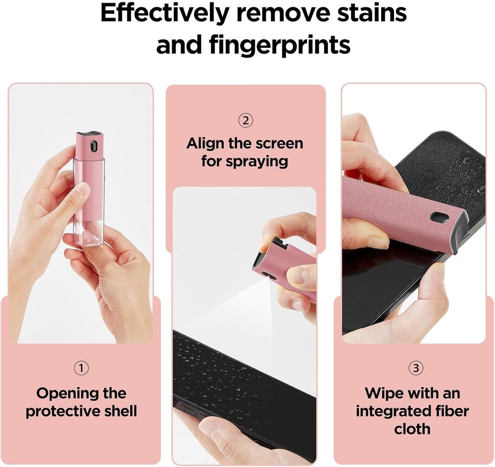 Lipstick-Sized Pink Screen Cleaner with Transparent Shell - Easy Carry Solution