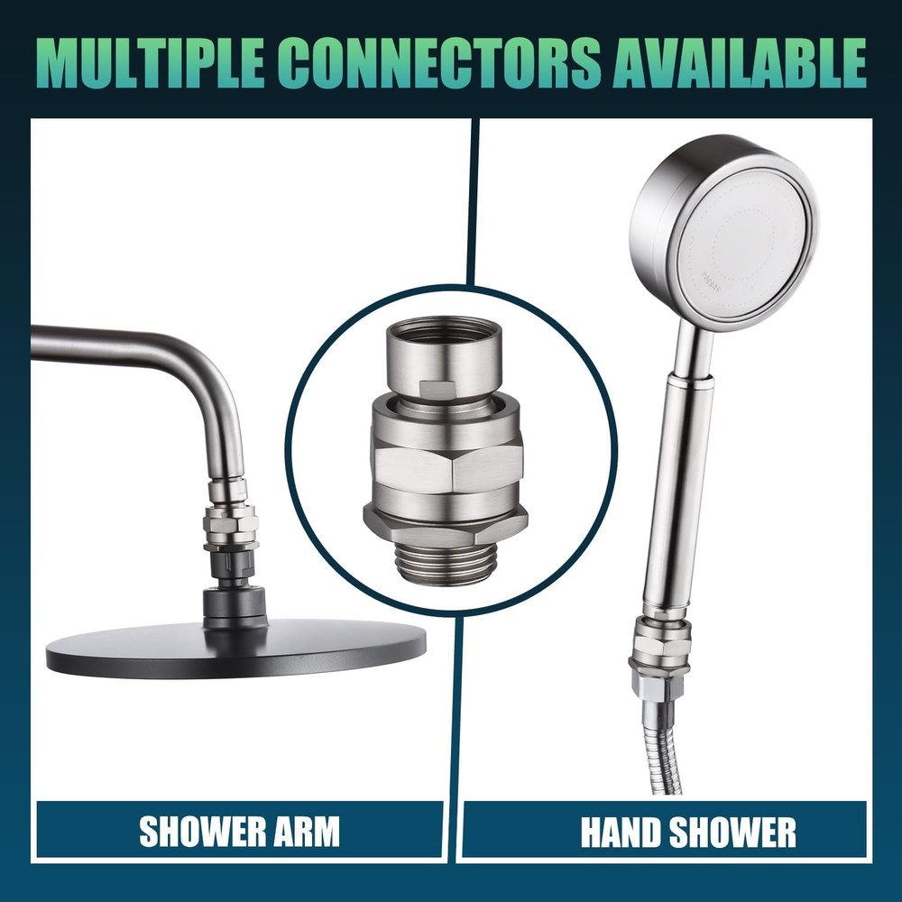 Shower Head Swivel Ball Adapter - Solid Brass Adjustable Shower Arm Extension