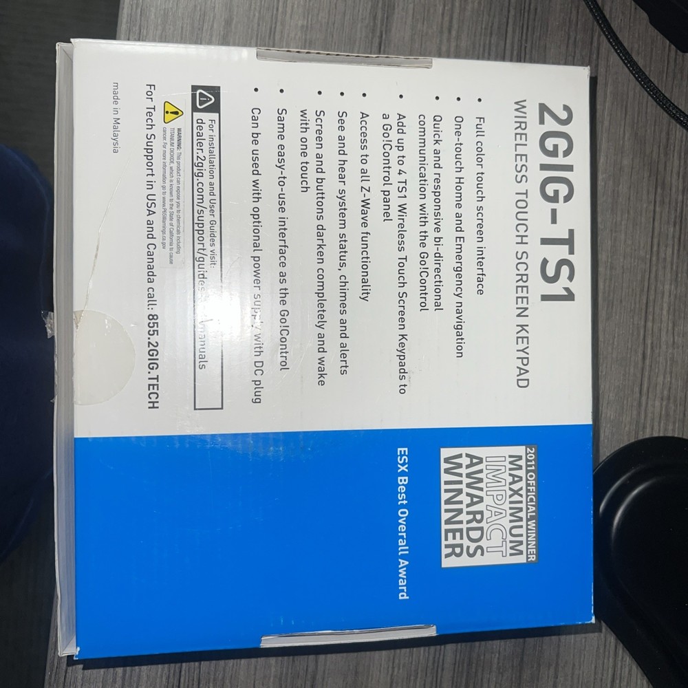 2GIG-TS1-E Wireless Touch Screen Keypad for GC2 Security Systems - 2GIG-TS1