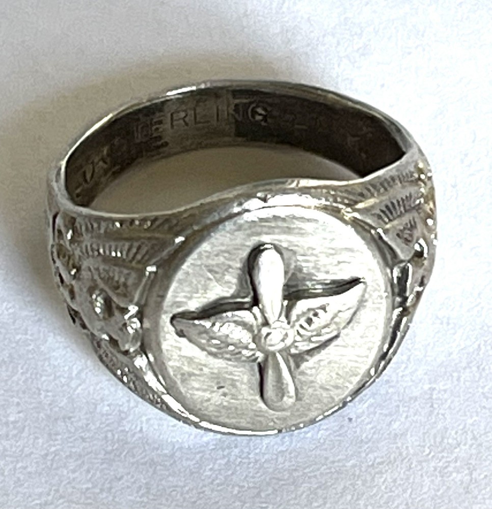 WW2 Army Air Corp Ring 925 Sterling Silver 9.50