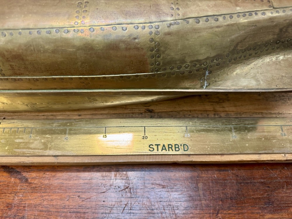 Superb Solid Brass Riveted Ship Builders Wall Mounted Half Hull.c. 1900-30’s