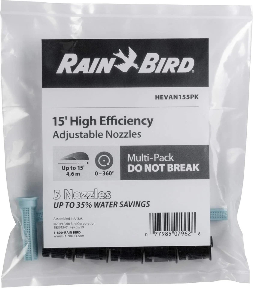 Rain Bird HEVAN155PK High-Efficiency Spray Nozzle, 0° - 360° Adjustable Pattern,
