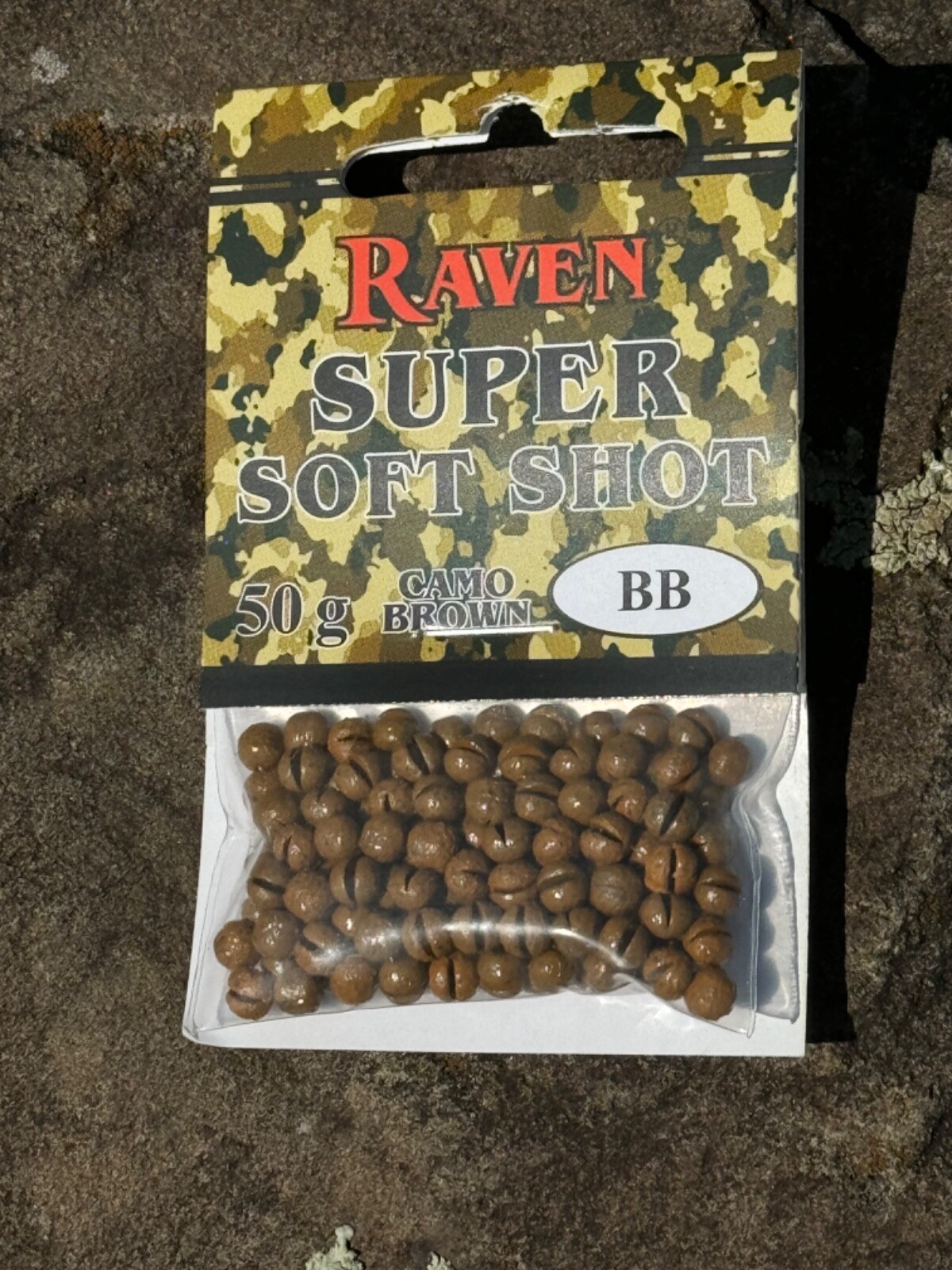 Raven Super Soft Lead Split Shot, Camo  Size BB, 50 Gram Pack