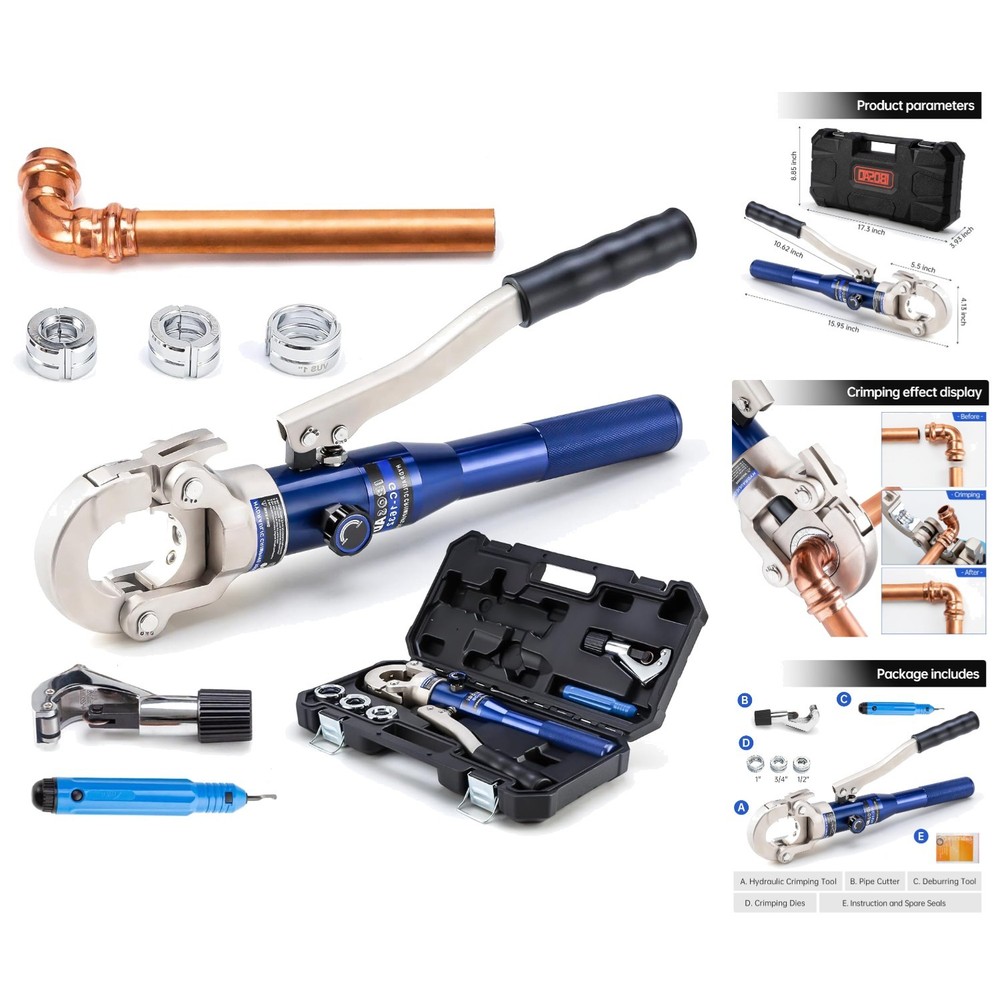 Portable Copper Pipe Crimping Tool with Ergonomic Grip & Pipe Cutting Function