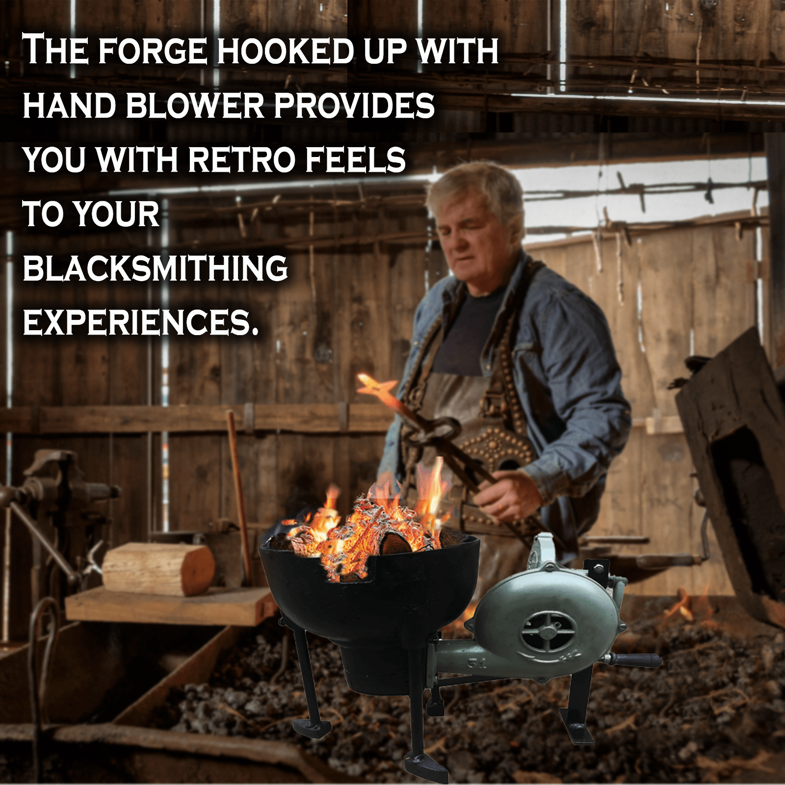 Blacksmith's Large Forge Furnace with Hand Blower Pedal Type Handle Fan Vintage