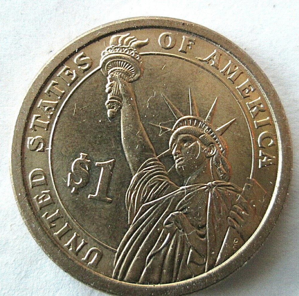 2007-P MADISON DOLLAR, REVERSE DIE CHIP ERROR @ 1ST "A", BR. -UNCIRC. CONDITION