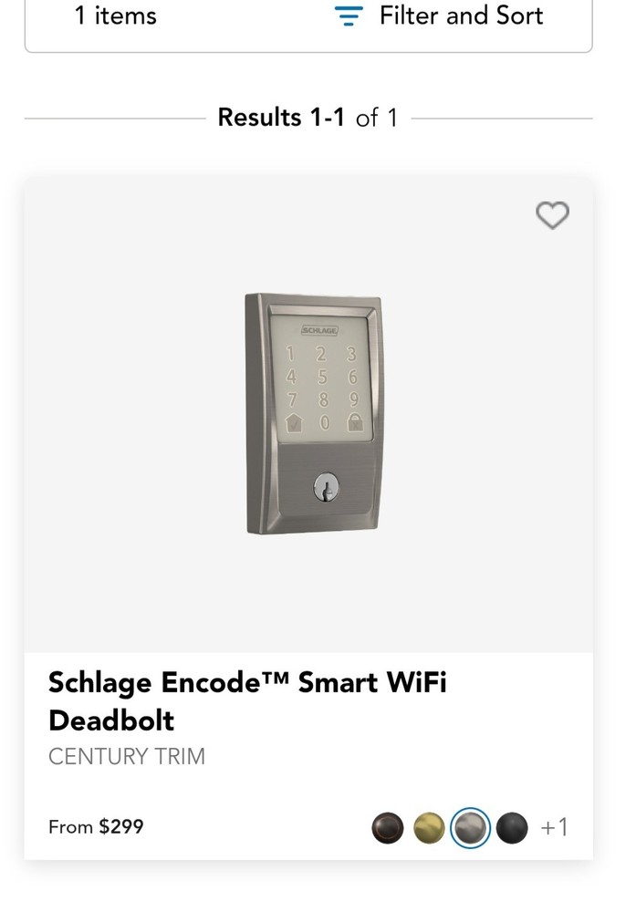 Schlage Encode Smart WiFi Deadbolt Keypad Touch Screen Satin Silver Modern