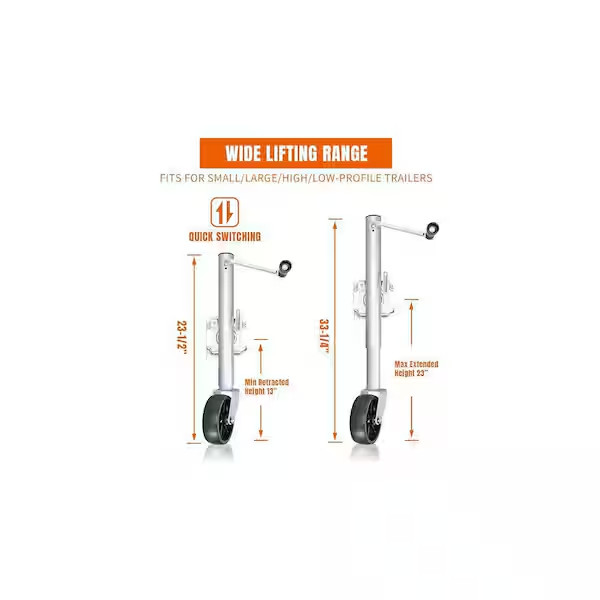 1,000 Lbs. Side-Wind Bolt-On Trailer Jack with Wheel