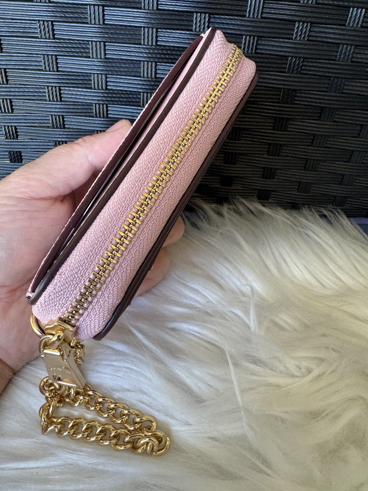 NWT Coach Zip Card Case In Signature Canvas CW883 POWDER PINK