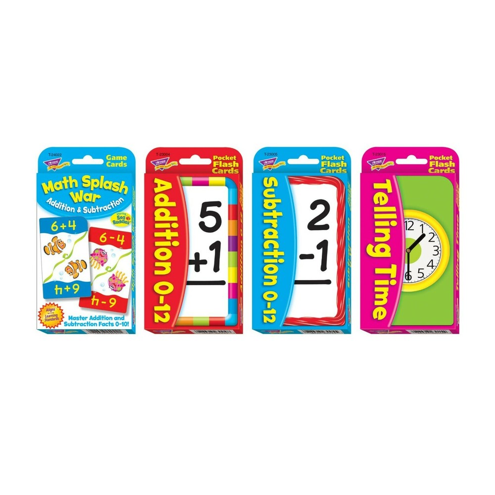 TREND MATH POWER PACK - 4 Card Sets (Addition/Subtraction/Time/Math Splash Wars)