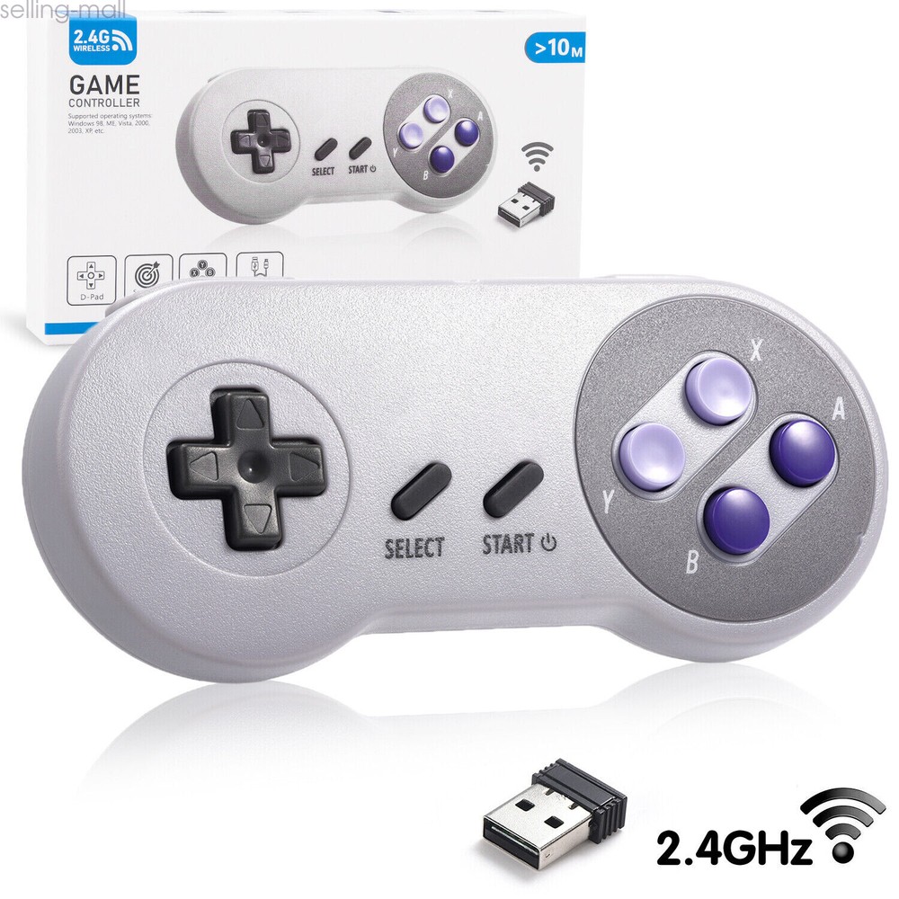 2.4G Wireless SNES Super Controller & Receiver for Windows PC MAC Raspberry Pi