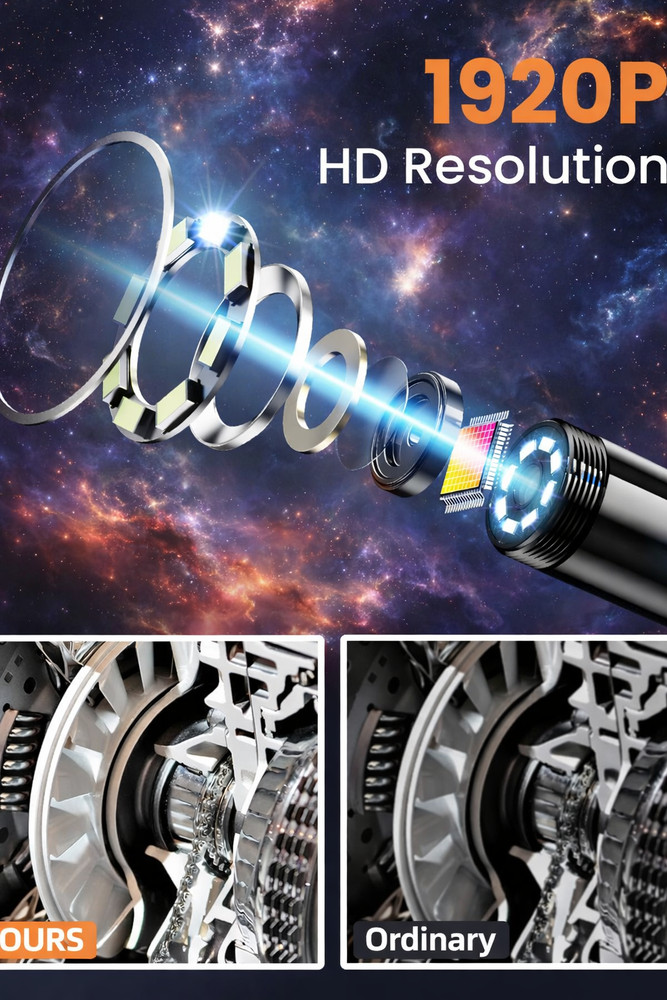 Endoscope Camera with Light, Snake camera 1920P HD 16.5FT 8 LED for iOS Android