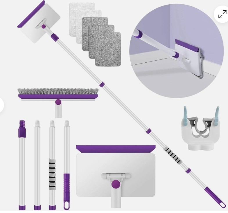 Wall Baseboard Cleaner Tool with Handle Extendable Long Handle Baseboard Cleaner