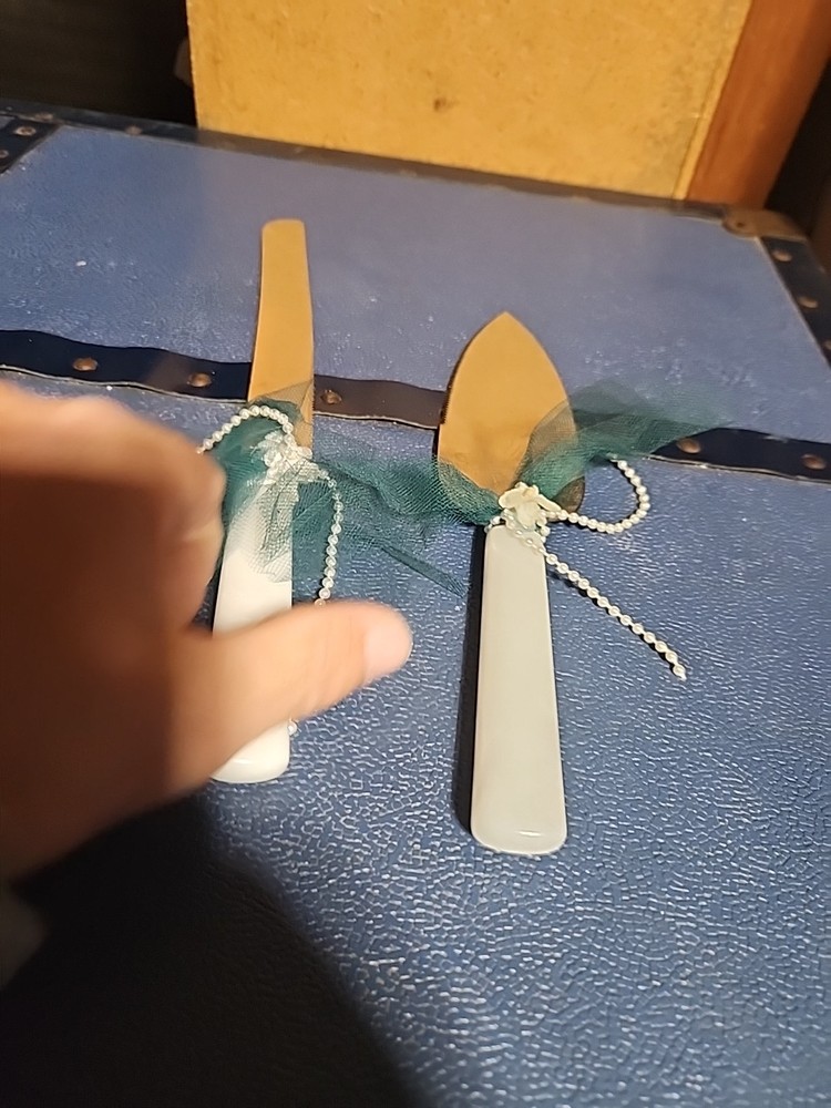 Wedding Cake Serving Set White and green