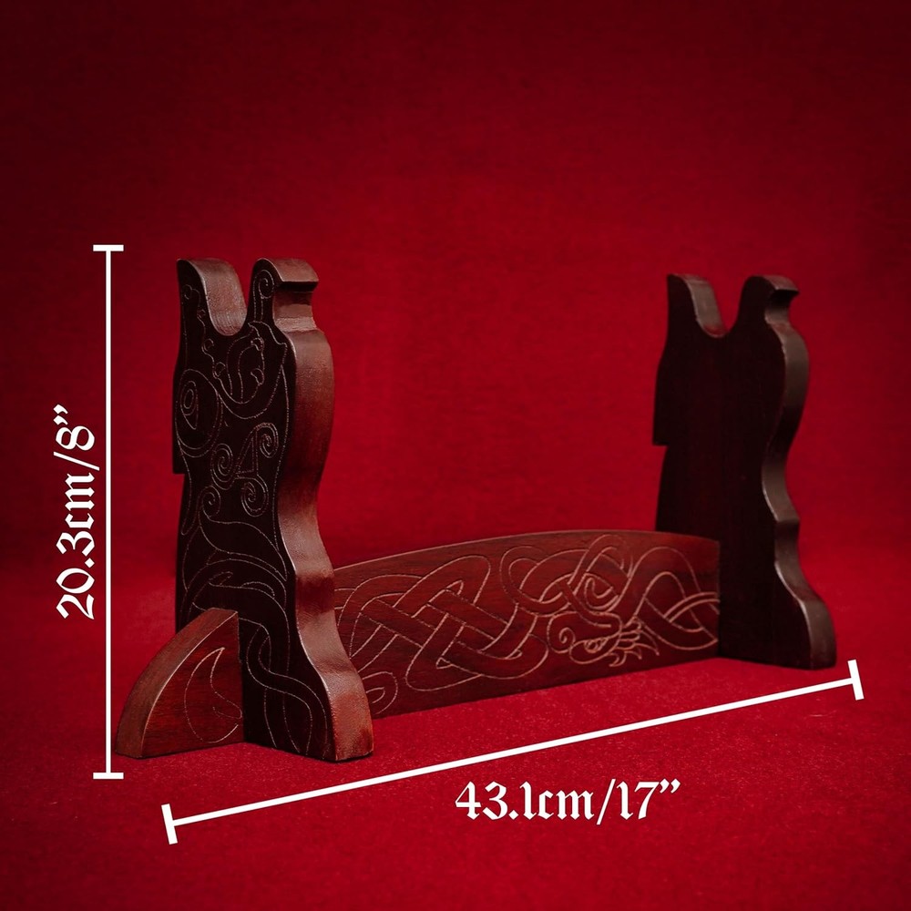 Sword Stand Axe stand Medieval Wall Mount Samurai Dark Polish