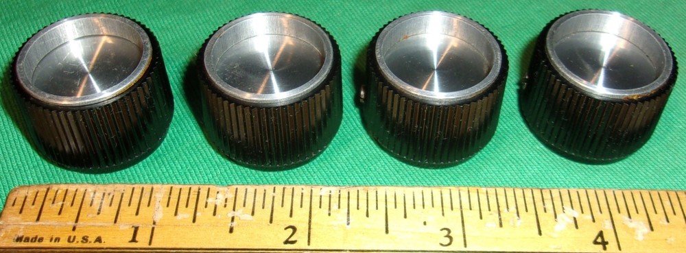 (4) Nice Clean 7/8-Inch TOYO Radio Knobs w/ silver inserts & Slotted Setscrews