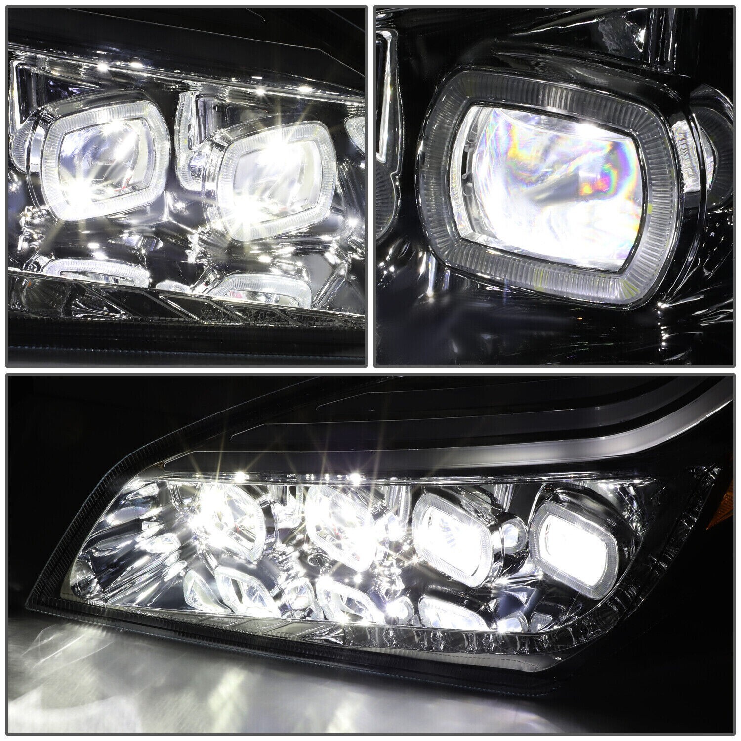 Freightliner Cascadia 2018+ Full LED Headlights DOT Approved Chrome Pair