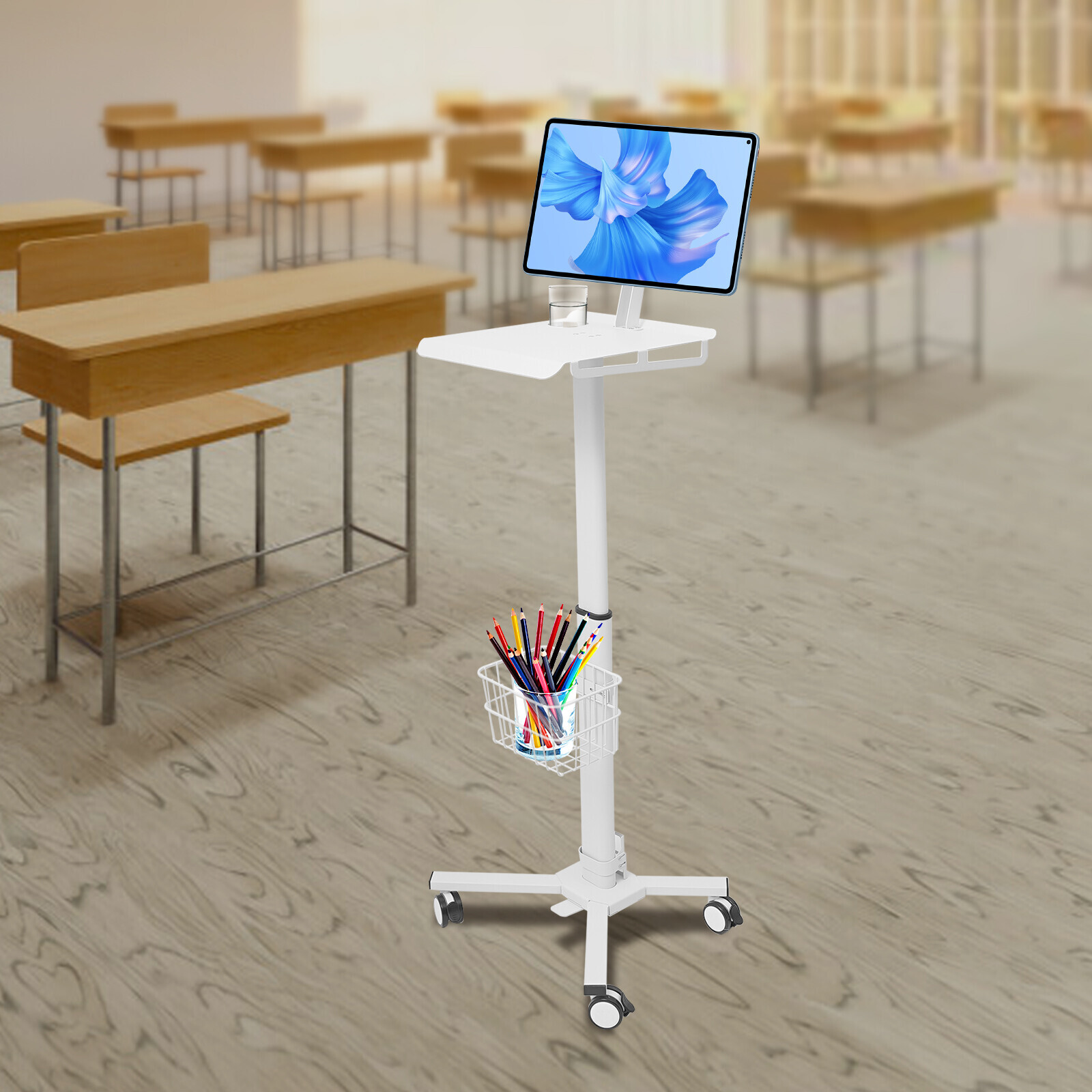Adjustable Rolling Medical Cart with iPad Holder for Healthcare & Spa
