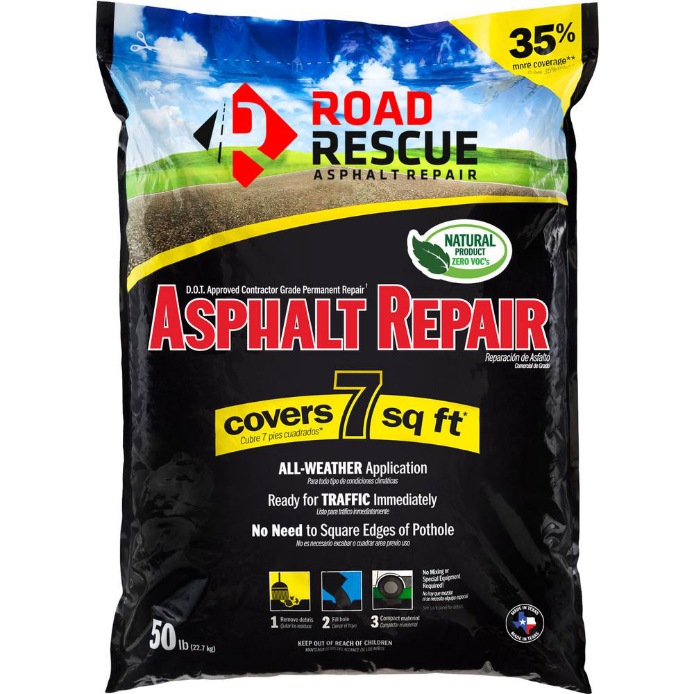 Road Rescue Asphalt Repair Driveway Road Concrete Patch Parking Lot 50 lbs Black