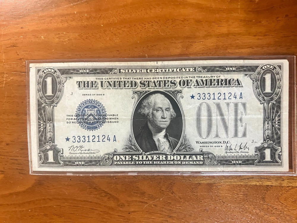Star Note 1928 B Series $1 Silver Certificate United States Note Funny Back
