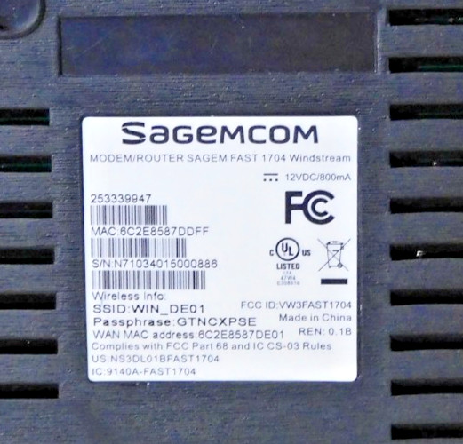 SAGEMCOM Modem/Router Sagem Fast 1704 Windstream