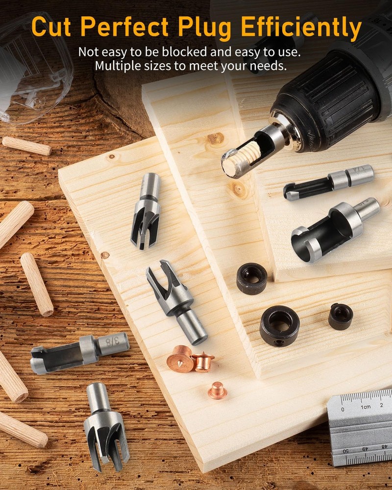 34 Pcs Woodworking Chamfer Drilling Tools Including 6 Countersink Drill Bit...