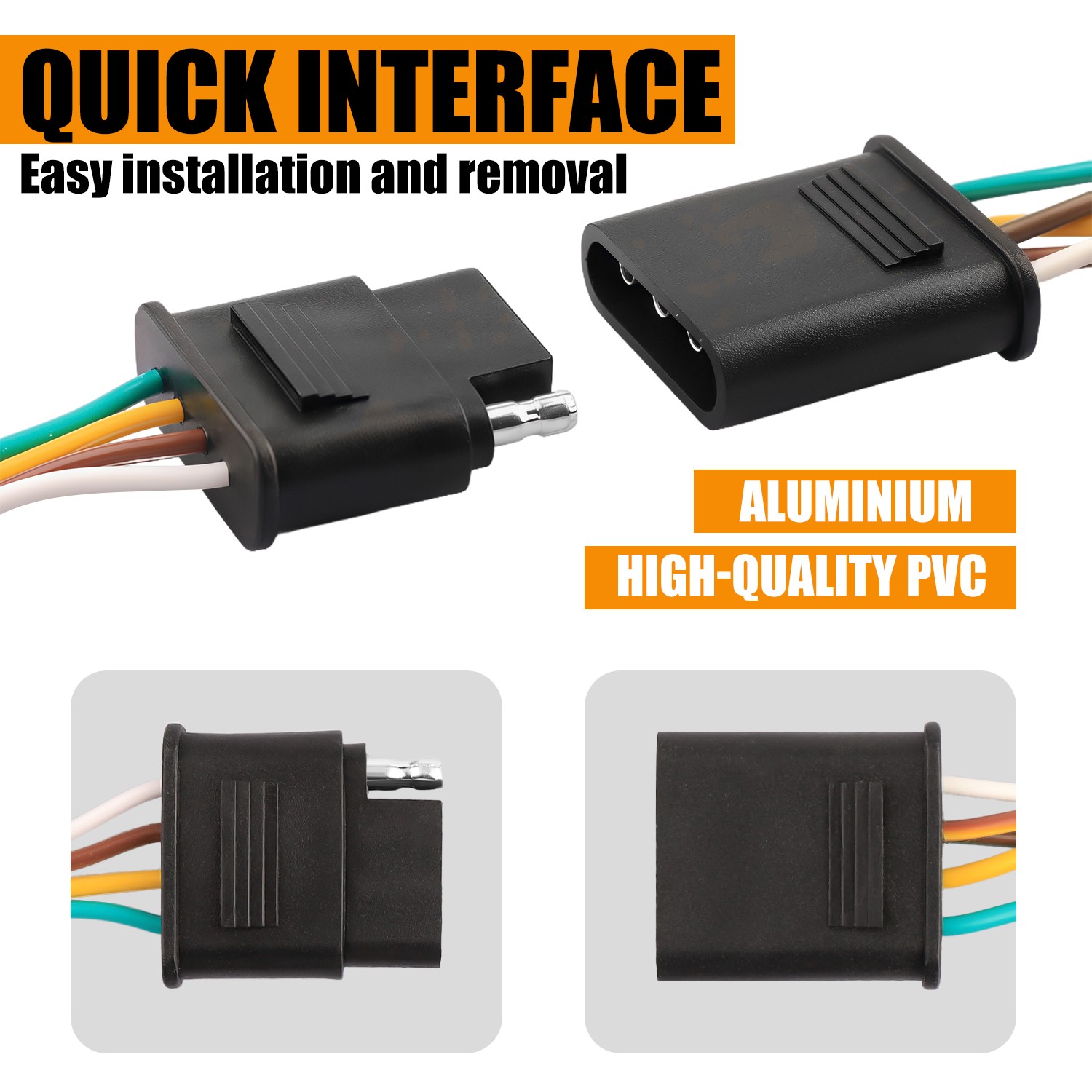 25' 4 Pin Flat Trailer Wiring Harness Kit Wishbone Style for Trailer Tail Lights