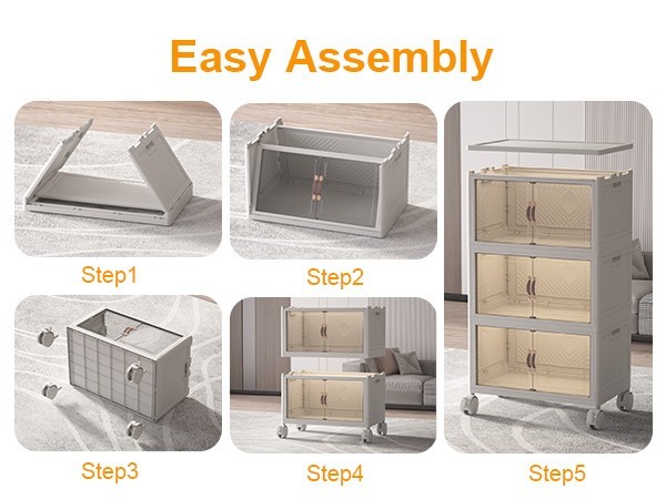 UAMFURI Extra Large Stackable Storage Bins with Lids & Wheels & Door, 640QT