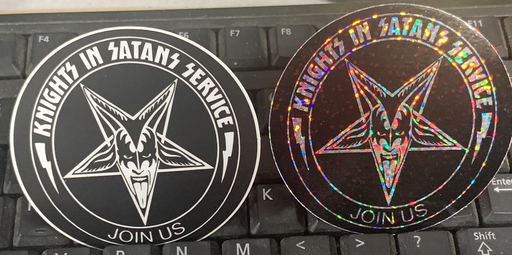 Lot Of 2 KISS KNIGHTS IN SATANS SERVICE GENE ACE PETER PAUL 3”Stickers