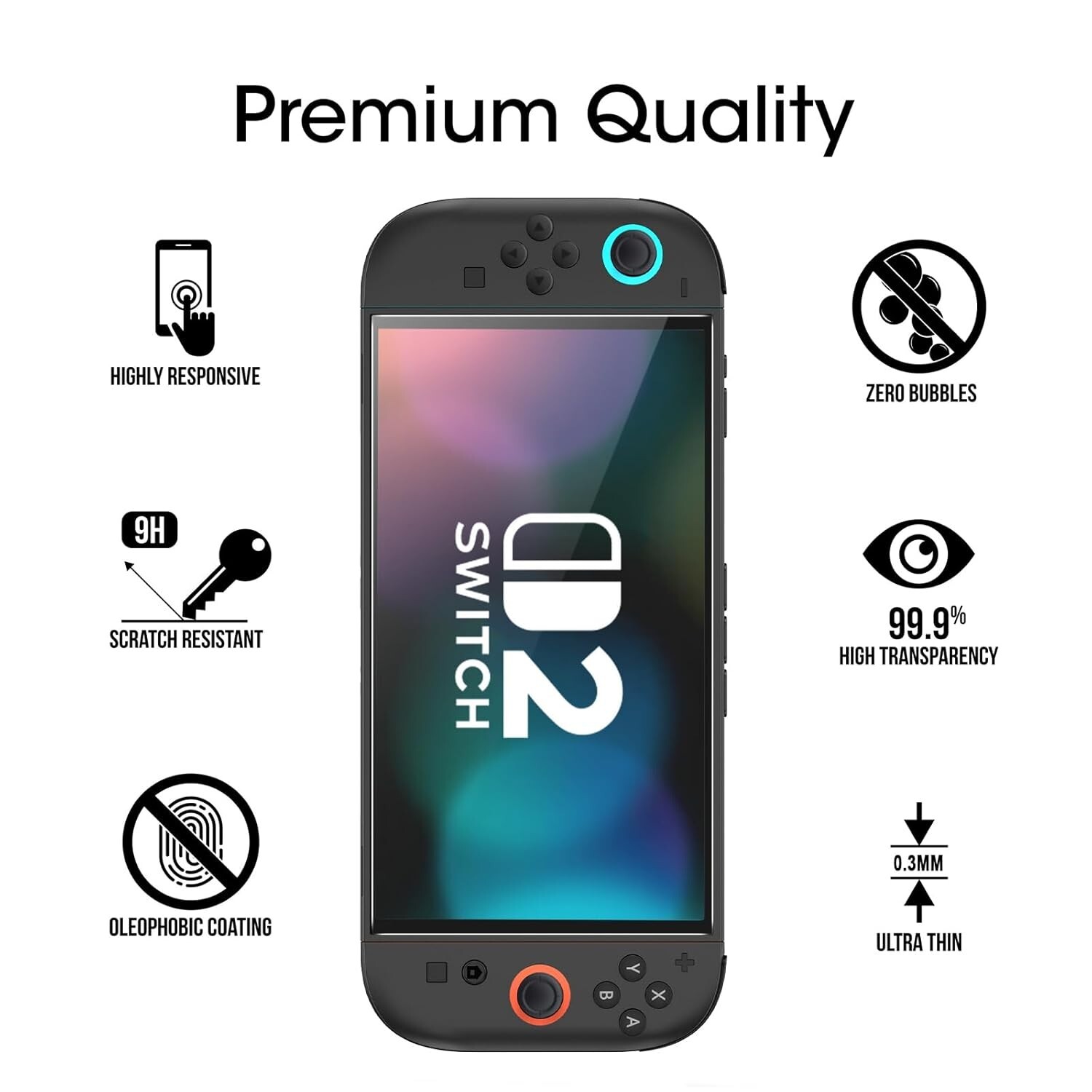 (2pack) amFilm Nintendo Switch 2 OneTouch Glass Screen Protector (2025)