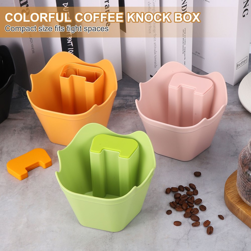 Coffee Knock Box, 4 Inch Plastic Polygonal Knock Box Coffee Grounds Bin, Pink
