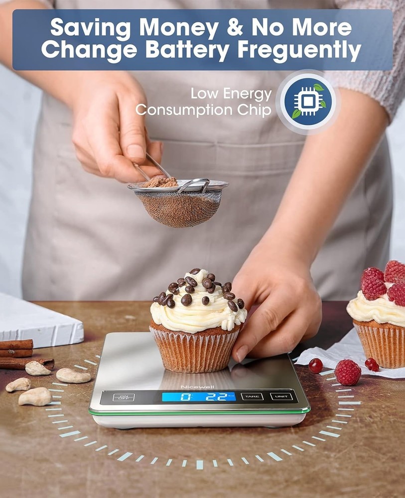 Multifunction Digital Kitchen Scale, 9"x6.3" Platform