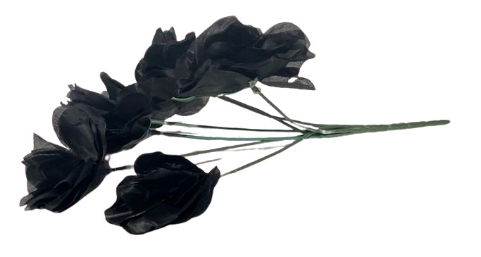 DEAD BLACK ROSES BOUQUET 7 Flowers Wednesday Costume Prop Prank Gag Joke Gift