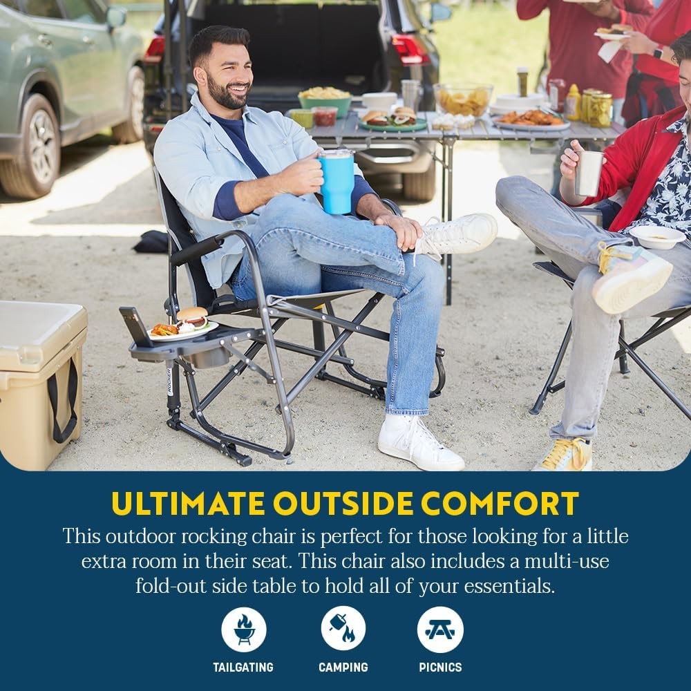 Folding Camping Rocker with Side Table