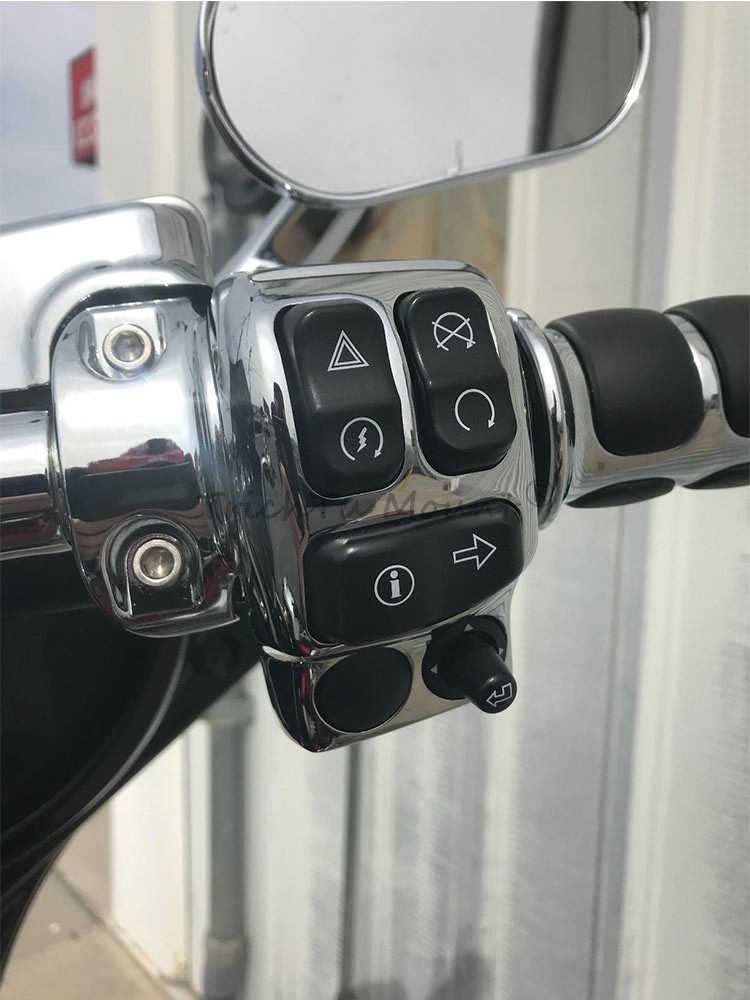 2Pcs Chrome Hand Control Switch Housing Covers For Harley Road King Street Glide
