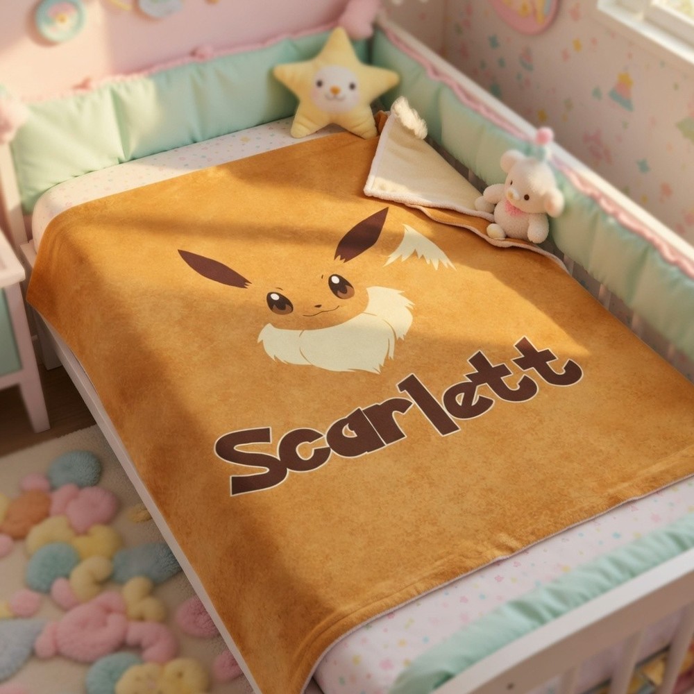 Cute Fox Creature Evolution Anime Flannel Blanket Personalized Baby Gift