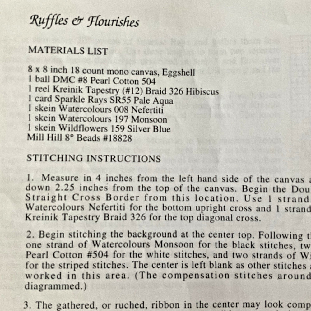 Thread Technique Team Ruffles Flourishes Needlepoint Pattern 2004 New