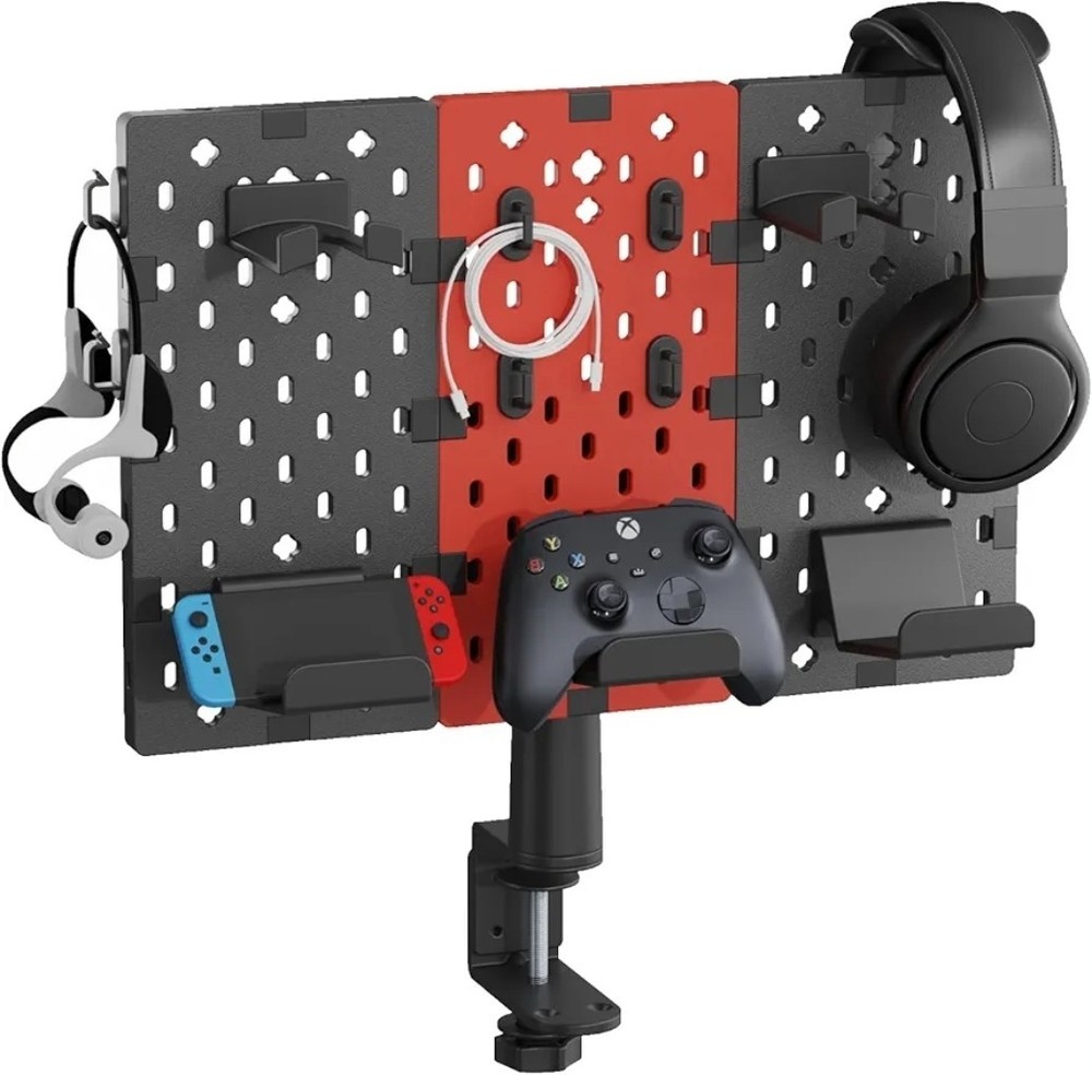PEGZONE Modular Headphone and Controller Holder for Game, Clamp-on Pegboard