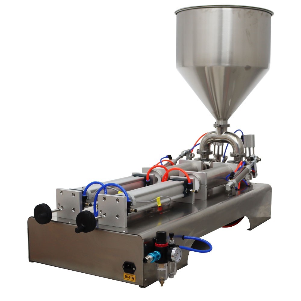 Pneumatic Paste Liquid Dual Purpose Filling Machine Two Nozzle 100-1000ML 110V