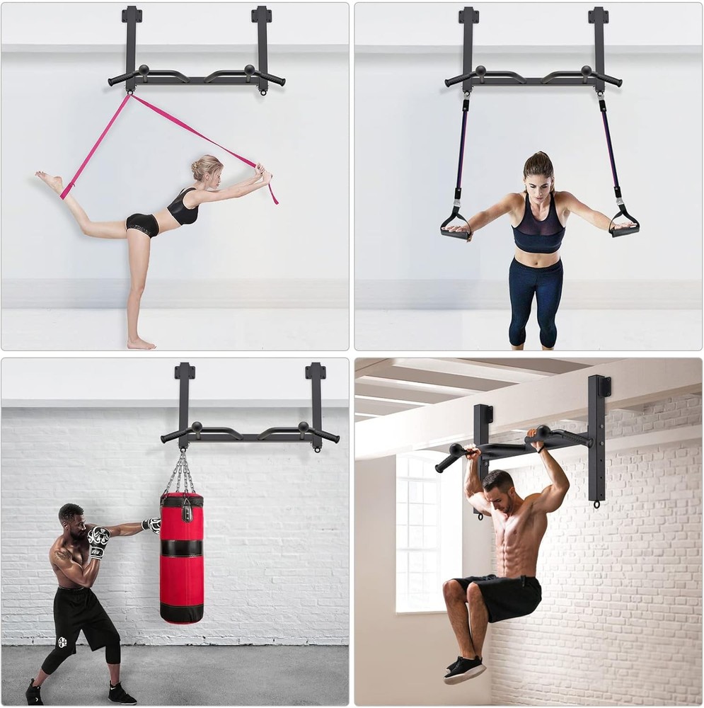 Heavy Duty Joist Mounted Pull Up Bar with Multi-Angle Grip & Accessories