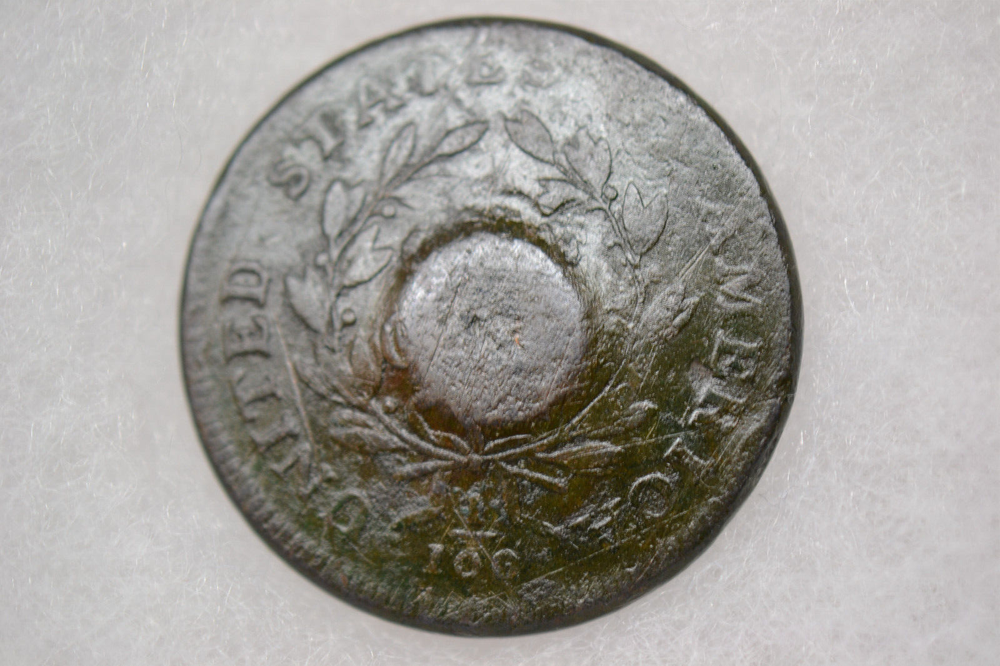 1798 Draped Bust Large Cent with large counterstamp- VG